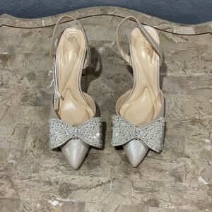Jessica Simpson Silver Bow Heels